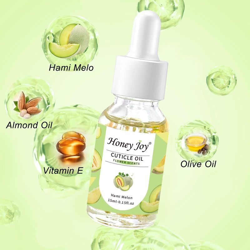 Cuticle Oil Scented Moisturizing Nail Oil, Organic Rosehip Cuticle Remover Liquid, Ultra Nourishing Nail Care, Infused with Real Flowers for Nails &amp; Nail Oil Cuticle, 0.5 fl. oz (15ml, Hami Melon)