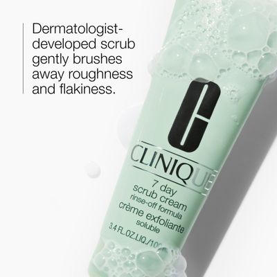 Clinique 7 Day Daily Gentle Face Exfoliator Lightweight Scrub Cream With Silica For All Skin Types, 3.4 Fl Oz