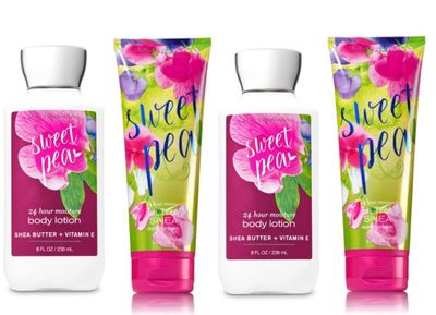 Bath and Body Works Sweet Pea Value Pack 2 Body Lotions and 2 Body Creams - Full Size