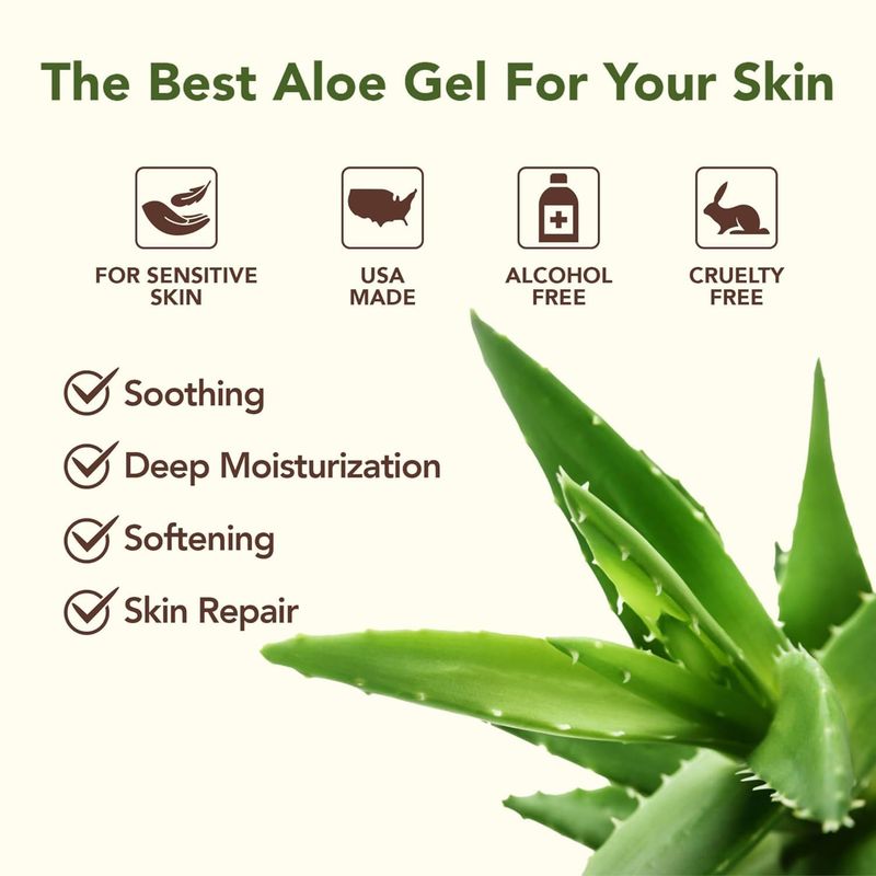 Aloe Vera Gel for Skin Care | Farm Harvested Freshly Cut Aloe Plant | Thin Formula for Skin, Face, Hair, Daily Moisturizer, Aftershave Lotion, Sunburn Relief, Burn Care - 2-Pack (two 8 oz bottles)
