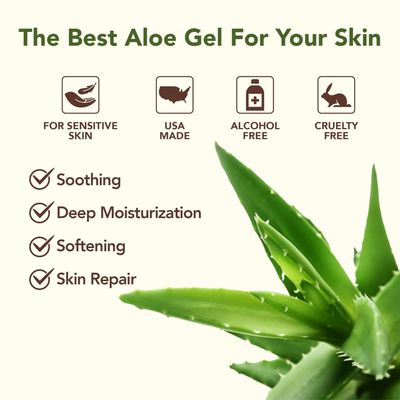 Aloe Vera Gel for Skin Care | Farm Harvested Freshly Cut Aloe Plant | Thin Formula for Skin, Face, Hair, Daily Moisturizer, Aftershave Lotion, Sunburn Relief, Burn Care - 2-Pack (two 8 oz bottles)