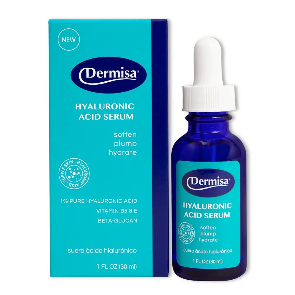 Dermisa Hyaluronic Acid Face Serum 1% Pure Hyaluronic Acid, Vitamin B5, Beta-Glucan | Intense Moisturizer For All Skin Types | Paraben &amp; Fragrance-Free