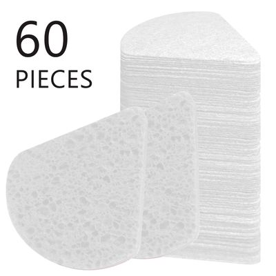 60-Count Triangle Compressed Facial Sponges, 100% Natural Cosmetic Spa Sponges for Facial Cleansing for Daily Facial Cleansing, Exfoliating Mask, Makeup Remover. Ideal for Home and Travel, White