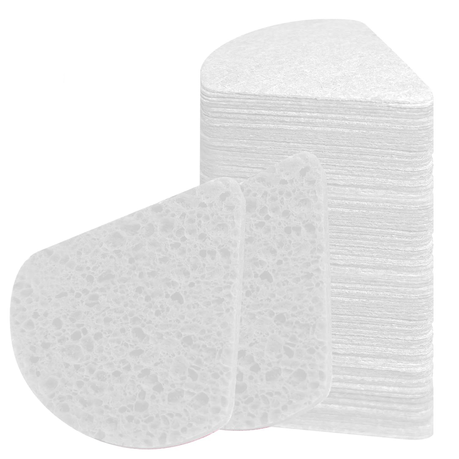 60-Count Triangle Compressed Facial Sponges, 100% Natural Cosmetic Spa Sponges for Facial Cleansing for Daily Facial Cleansing, Exfoliating Mask, Makeup Remover. Ideal for Home and Travel, White
