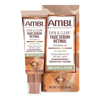 Ambi Even &amp; Clear Fade Serum, Hyperpigmentation Treatment, Hydroquinone-free, Dark Spot Corrector, Results In As Little As 4 Weeks, Retinol, Hyaluronic Acid, Niacinamide, Ceramides, 1 Fl Oz
