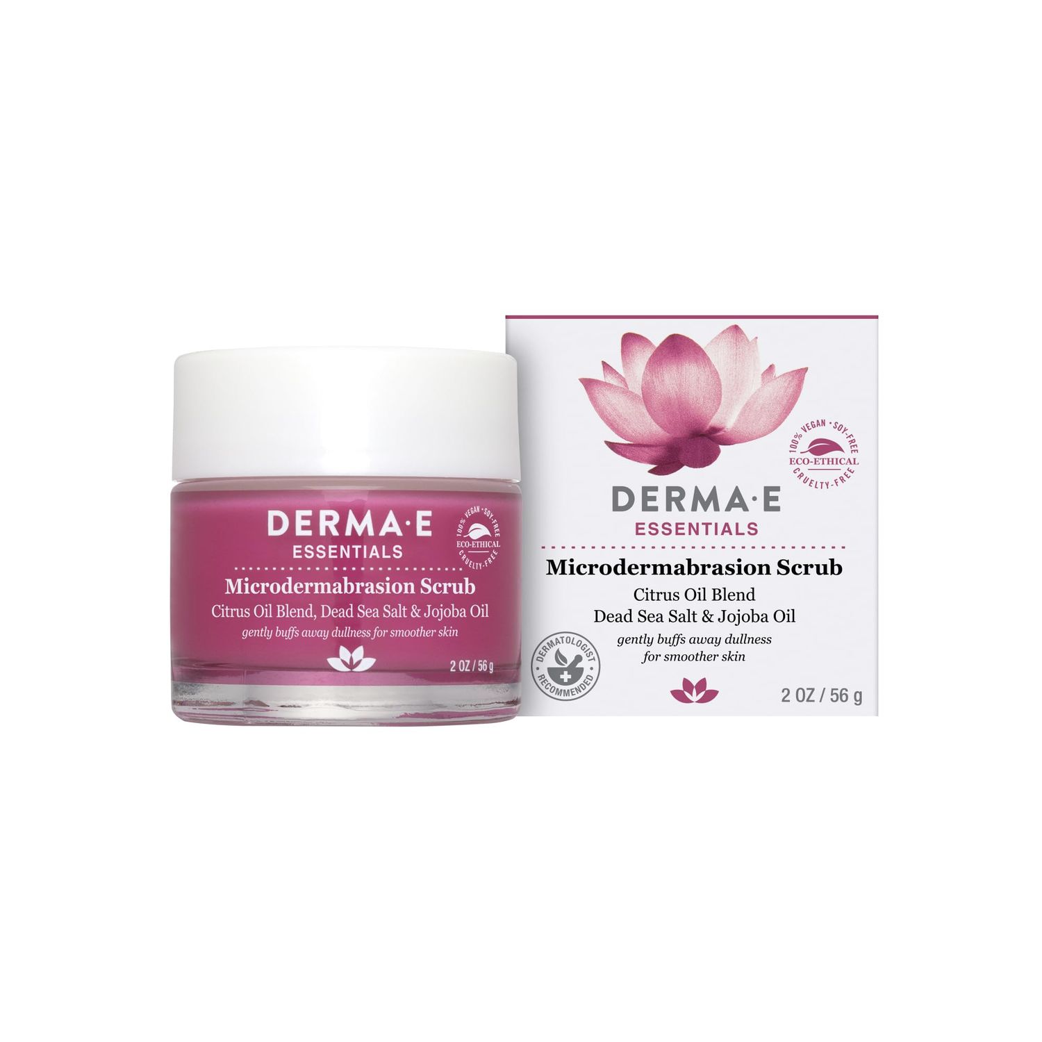 DERMA E Microdermabrasion Scrub with Dead Sea Salt &amp; Citrus Essential Oils - Facial Exfoliating Scrub Smooths, Revitalizes and Renews - Ideal for Scars and Wrinkles, 2oz