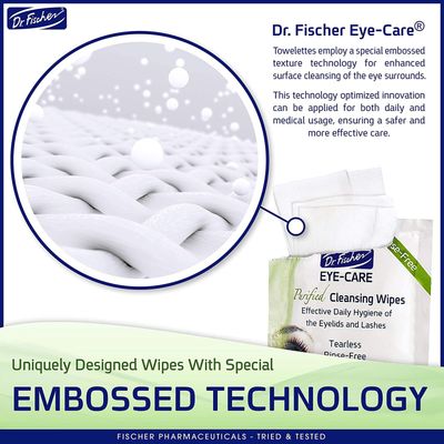Dr. Fischer Eyelid Wipes - Purified, Non-Irritating, Pre-moistened Eye Wipes for Cleansing Sensitive Skin. Hypoallergenic Make-up Remover (30)
