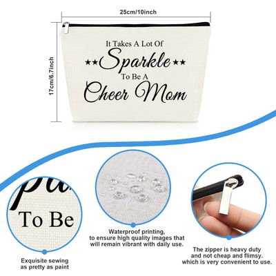Cheer Mom Gifts Cheer Coach Gift Makeup Bag Cheerleading Coach Gift Cheer Mom Appreciation Gift Thank You Gift for Cheer Coach Mother's Day Birthday Gift for Sister Cheer Mom Cosmetic Bag Pouch