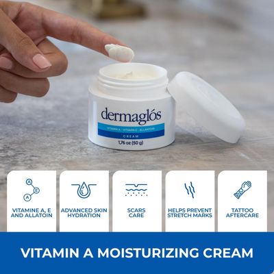 Dermagls Cream Moisturizer, Advanced skin hydration with extra Vitamin A, Vitamin E, Allantoin - Enhances Skins Natural Vitality, Protective and Regenerating Formula For all Skin Types 1.76 oz