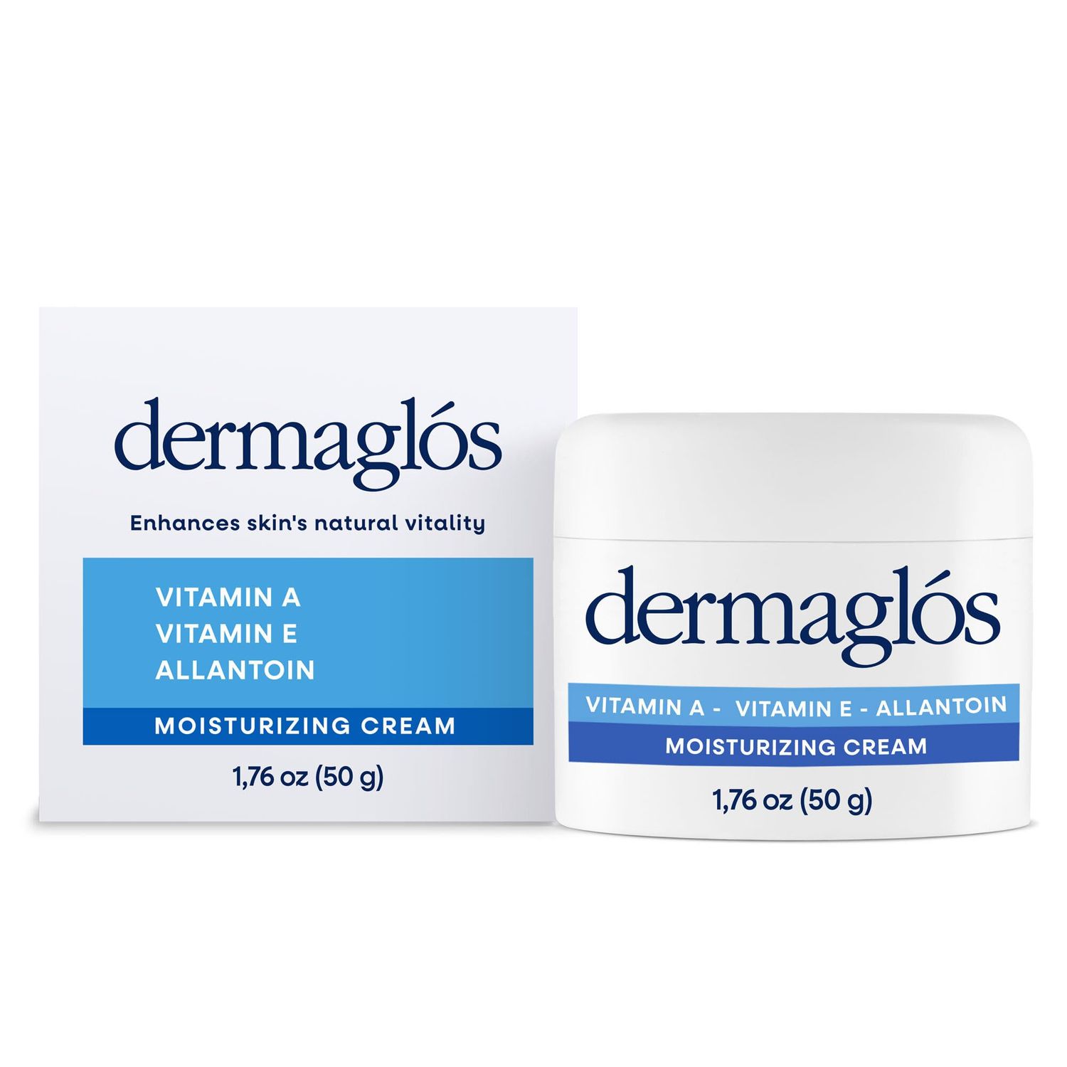 Dermagls Cream Moisturizer, Advanced skin hydration with extra Vitamin A, Vitamin E, Allantoin - Enhances Skins Natural Vitality, Protective and Regenerating Formula For all Skin Types 1.76 oz