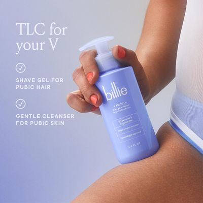 Billie - V Smooth - Shave Gel + Cleanser for Pubic Hair &amp; Skin - pH-Balanced - Fragrance-Free - Gynecologist-Approved - 6.5 oz.