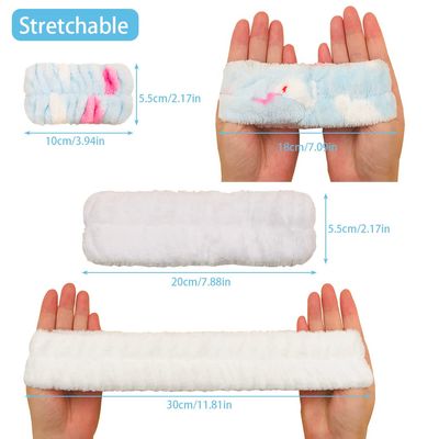 Headband Wristband Face Wash Set Microfiber Headband Wristband,Makeup Skincare Yoga Sport Prevent Liquids Spilling Down Arm(10 Pack)-Red,White,Grey,Blue