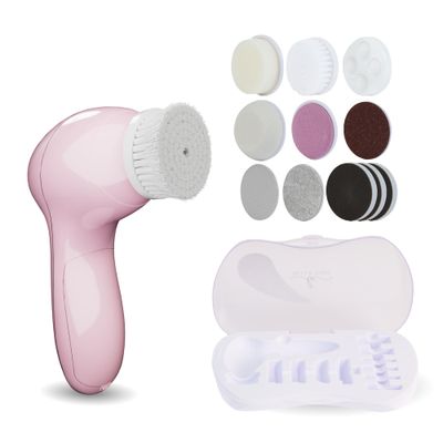 Bella Ciao 15-PC Full Body Skin Care Set with case, Facial Skin Care Products, Makeup Sponge, Facial Cleansing Brush &amp; Body Scrubs for Women Exfoliation, Facial Cleanser for Face, Feet, Hands (Pink)