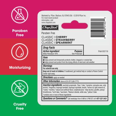 ChapStick Lip Care Set, Classic Collection 3-Pack - Spearmint, Cherry, and Strawberry Lip Balm, 0.15 Ea