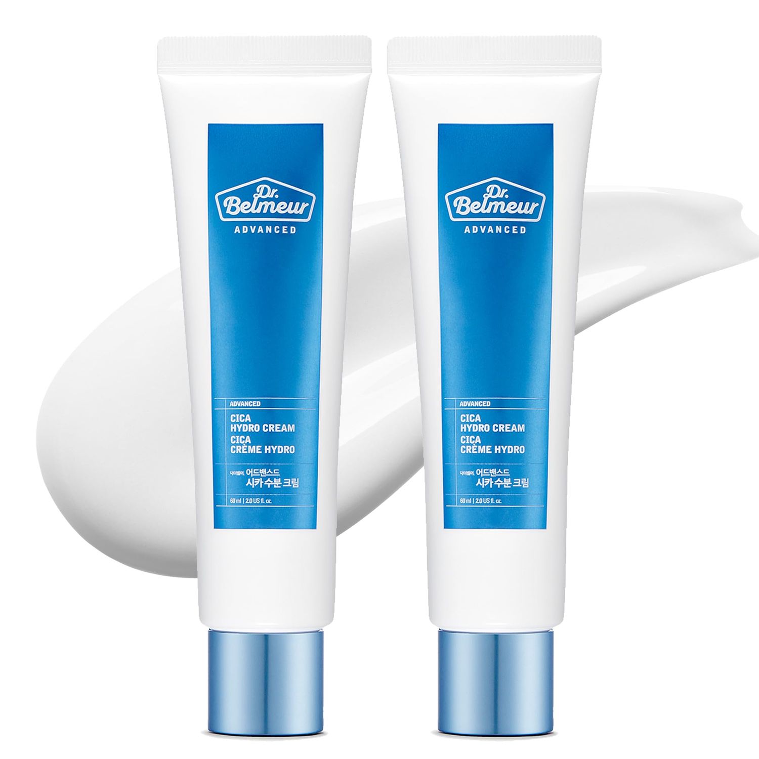 DR. BELMEUR Advanced Cica Hydro Cream Special Set (2fl oz*2, Pack of 2) - Soothing, Barrier-Strengthening Face Moisturizer for Sensitive Skin. Korean Skin Care. Centella Asiatica, Hyaluronic Acid.