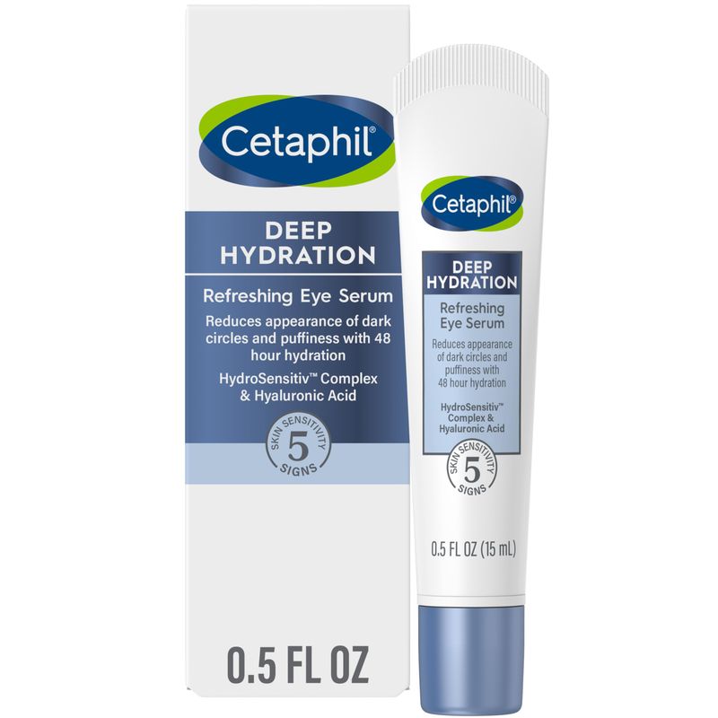 CETAPHIL Deep Hydration Refreshing Eye Serum, 0.5 fl oz, 48Hr Hydrating Under Eye Cream to Reduce the Appearance of Dark Circles, With Hyaluronic Acid, Vitamin E &amp; B5 (Packaging May Vary)