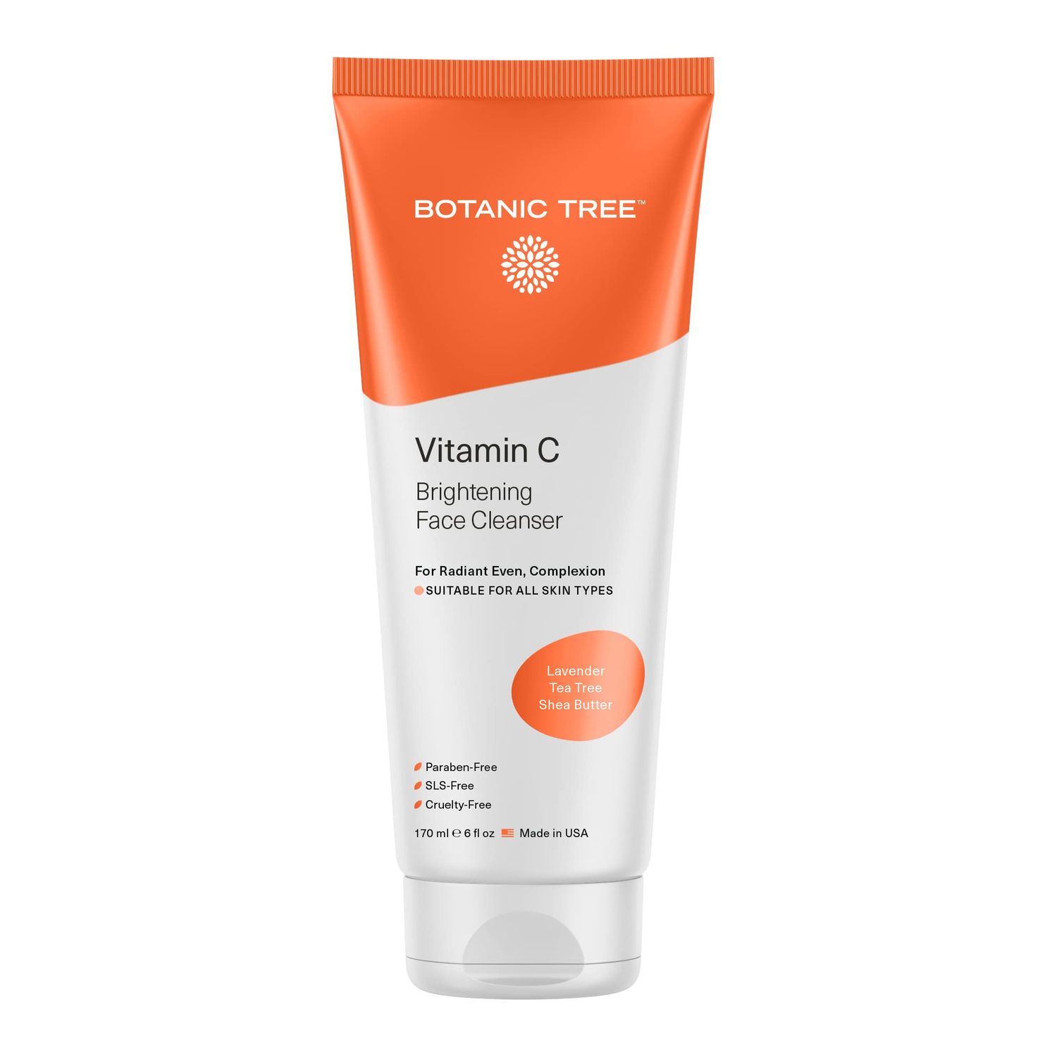 Botanic Tree Vitamin C Face Wash - Facial Cleanser for All Skin Types, Aging Skin, Dry Skin, Minimizing Acne scars, Brightening, Reduce Breakouts - Face Wash for Women &amp; Men