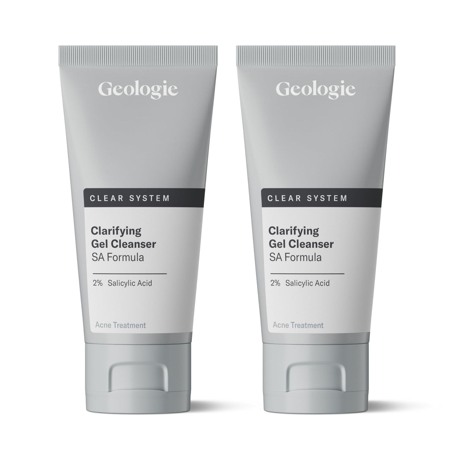 Geologie Acne Face Wash | 2% Salicylic Acid Clarifying Gel Cleanser | Reduces Acne and Clears Skin Clear System Acne Treatment | 2-Pack