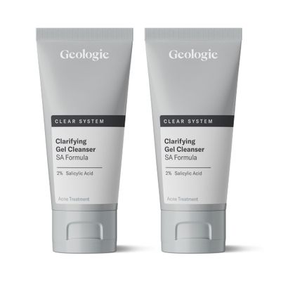 Geologie Acne Face Wash | 2% Salicylic Acid Clarifying Gel Cleanser | Reduces Acne and Clears Skin Clear System Acne Treatment | 2-Pack