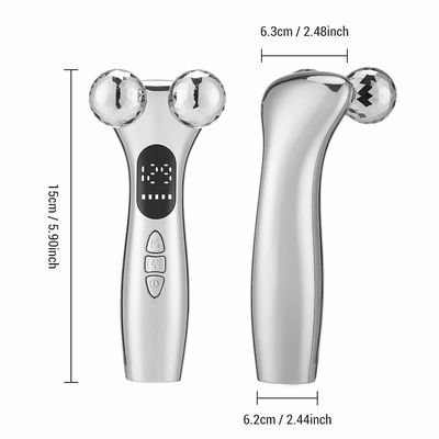4D Facial Beauty Device, Double-Ball Roller Neck Lift Massager with 12 Modes, 5 Vibration Gears (Silver)
