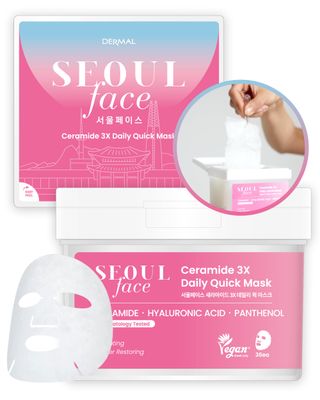 DERMAL Seoul Face Ceramide 3X Daily Quick Mask 36 Sheet - Korean Skincare Vengan Tencel Facial Masks - Intensive Moisturizing, Elasticity Mask Sheets with Hyaluronic Acid, Panthenol, Adenosine
