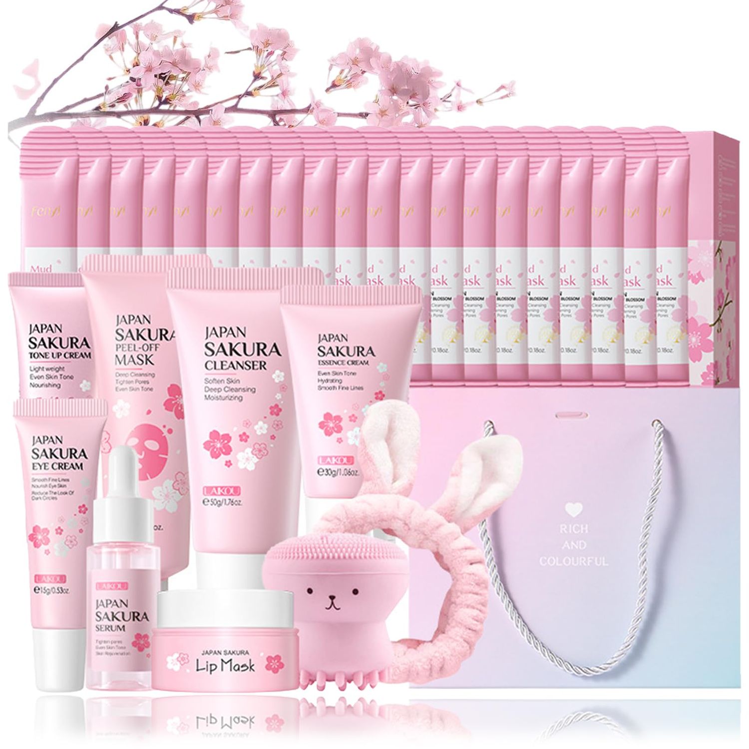 Cherry Blossom Skin Care Sets &amp; Kits, Japan Sakura Skin Care Set For Teen Girls,For Teen Girls, Complete Skin Care Set For Teen Girls, Facial Kit For Women &amp; Girls Daily Routine Skin Care