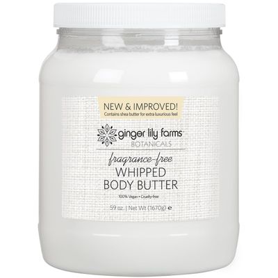 Ginger Lily Farms Botanicals Whipped Body Butter for Dry Skin, Ultra-Hydrating, 100% Vegan &amp; Cruelty-Free, Fragrance-Free, 59 Ounces