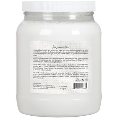 Ginger Lily Farms Botanicals Whipped Body Butter for Dry Skin, Ultra-Hydrating, 100% Vegan &amp; Cruelty-Free, Fragrance-Free, 59 Ounces
