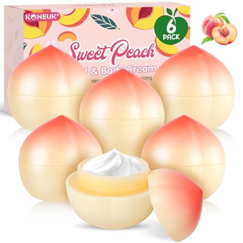 6 Pack Hand Cream Gifts Set, Bulk Hand Lotion Travel Size for Dry Cracked Hands, Christmas Stocking Stuffers Gifts for Women, Wedding Party Favors, Mothers Day Gifts, 1.06 Oz (Peach)