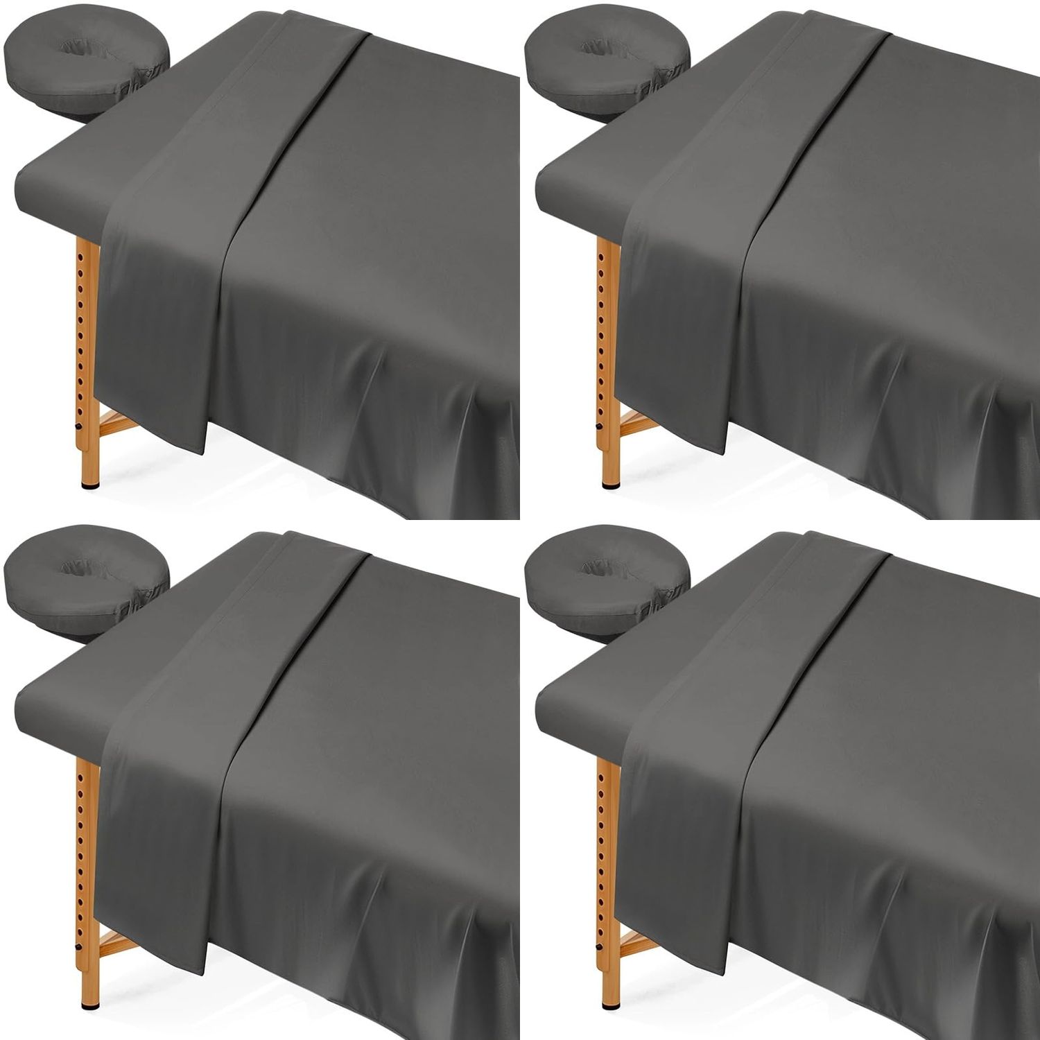 4 Sets Massage Table Sheets, 3-Piece Set Massage Bed Fitted Sheet Flat Sheet Fitted Face Rest Cover, Soft Elastic Massage Bed Cover for Beauty Salon Skin Care Center, Universal Size, Machine Wash
