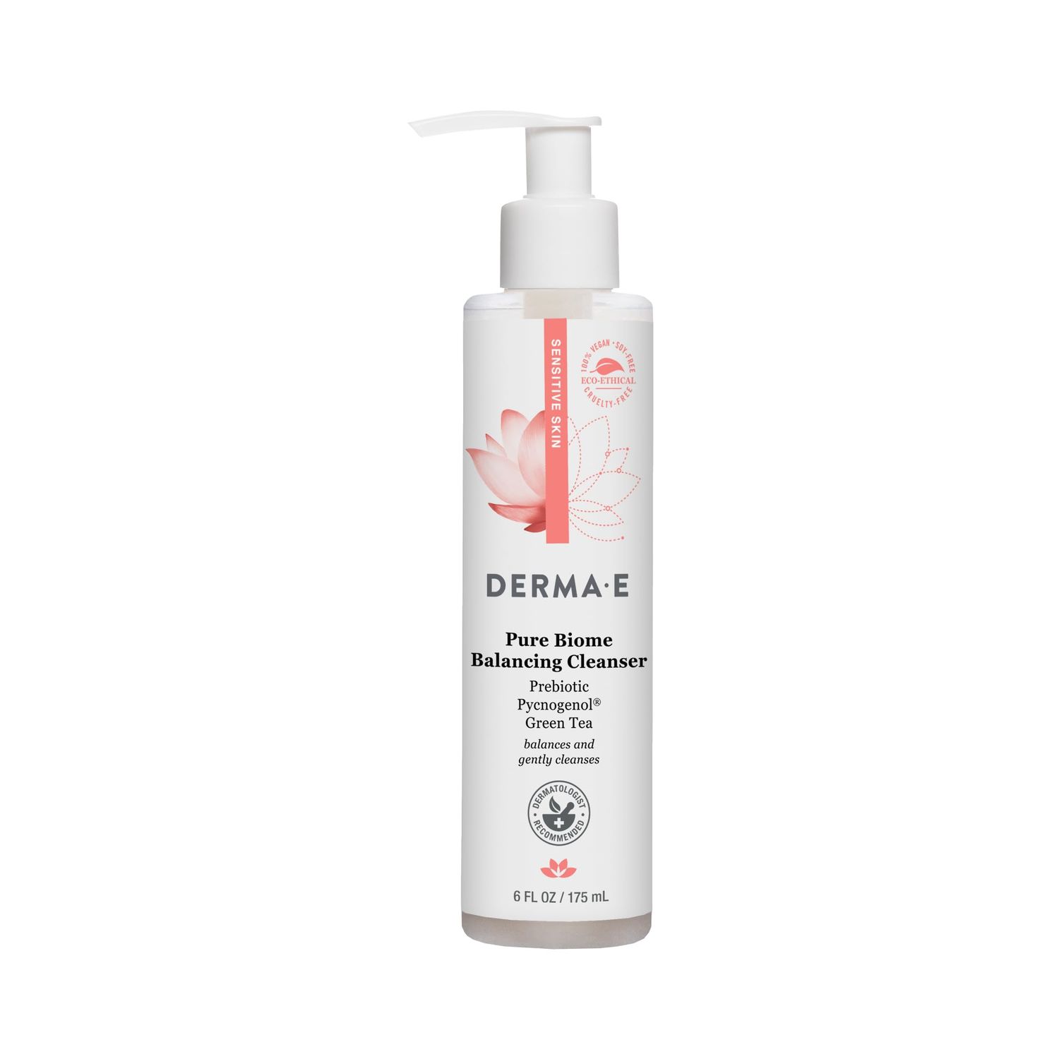 Derma E Pure Biome Balancing Cleanser- For Sensitive Skin Fragrance-Free, 6oz