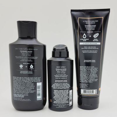 Bath &amp; Body Works - Noir - For Men - 3 pc Bundle - 3-in-1 Hair, Face &amp; Body Wash, Deodorizing Body Spray and Ultimate Hydration Body Cream - 2021
