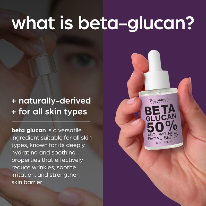 50% Beta Glucan Face Serum Anti-Wrinkle Hydrating Plumping for Dry Skin Fine Line Deep Wrinkle Dark Spot Niacinamide Centella Korean Skincare 1.01 Oz