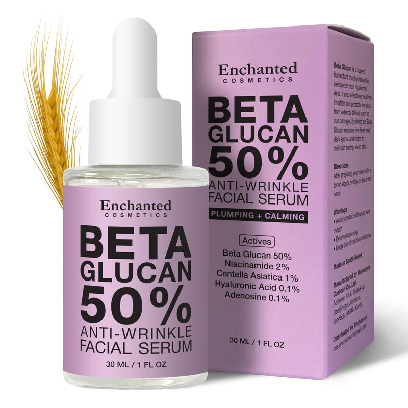 50% Beta Glucan Face Serum Anti-Wrinkle Hydrating Plumping for Dry Skin Fine Line Deep Wrinkle Dark Spot Niacinamide Centella Korean Skincare 1.01 Oz