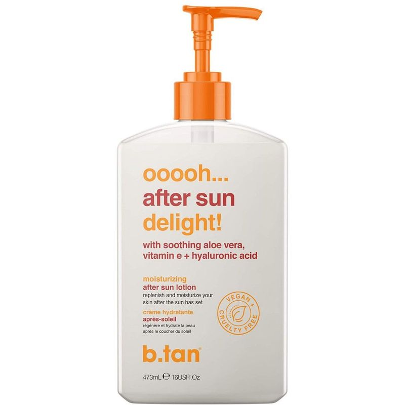 B.TAN After Sun Lotion | Ooooh Aftersun Delight - Aloe Vera &amp; Hyaluronic Acid, Sun Burn Pure Skin Relief, Moisturizing, Soothing, Face &amp; Body Cream, 16 Fl oz
