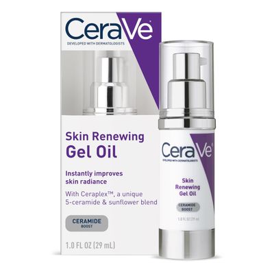 CeraVe Skin Renewing Gel Oil, Daily Hydrating Serum For Face With CeraPlex &amp; Hyaluronic Acid, Gel Moisturizer For Face Hydrates &amp; Smooths Skin, Non-Greasy, Fragrance Free &amp; Non-Comedogenic, 1 Ounce