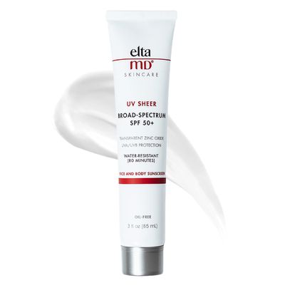 EltaMD UV Sheer Face Sunscreen SPF 50+ No White Cast, Sheer Zinc Oxide Sunscreen for Face &amp; Body, 3.0 oz Tube - Travel Size