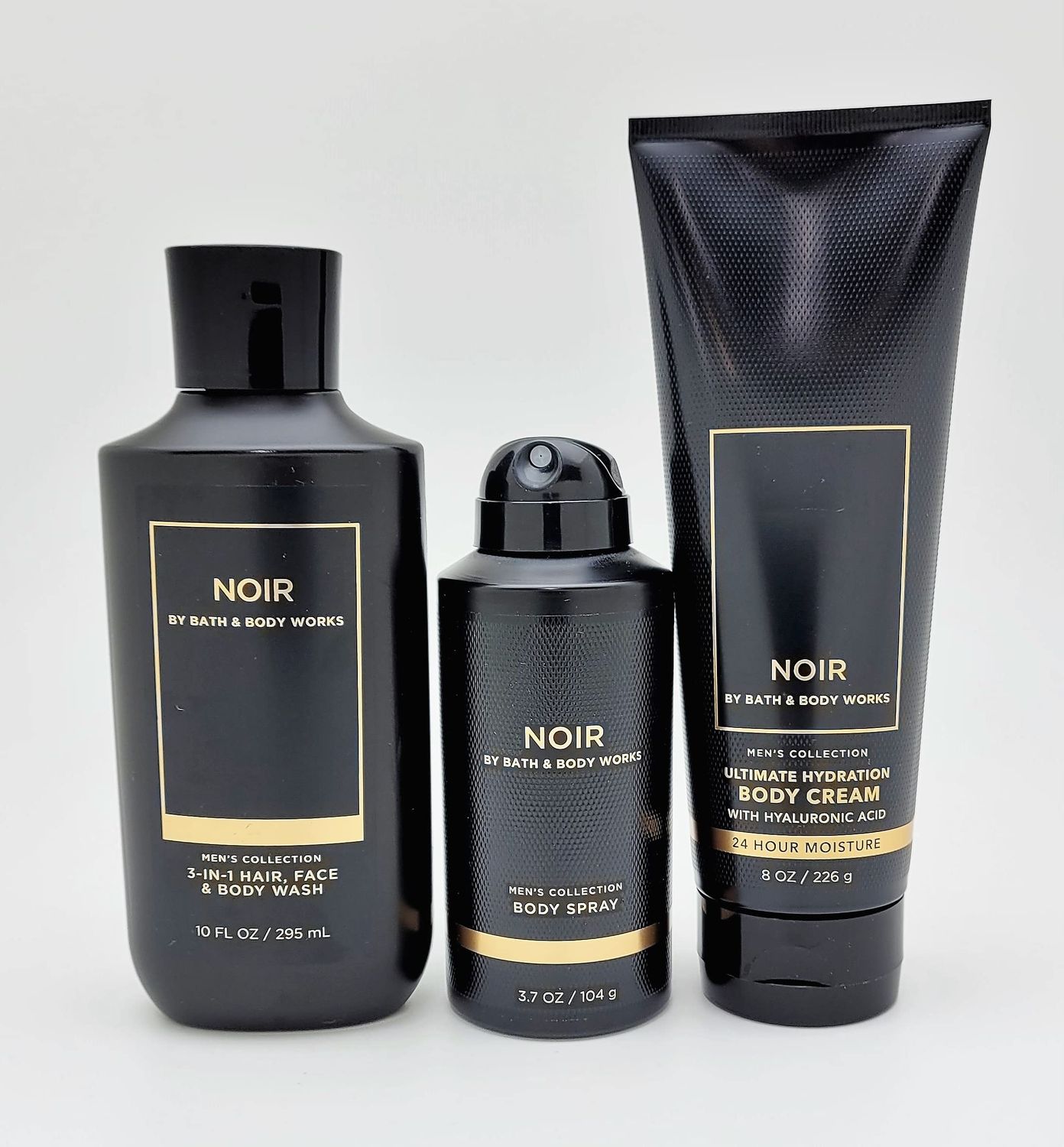 Bath &amp; Body Works - Noir - For Men - 3 pc Bundle - 3-in-1 Hair, Face &amp; Body Wash, Deodorizing Body Spray and Ultimate Hydration Body Cream - 2021