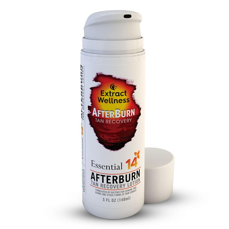All-in-One AfterBurn Tan Recovery Lotion - Doctor-Formulated Aftersun Lotion w/ Natural Ingredients &amp; 14 Essential Oils for All Ages - After Sun Care Lotion for Deep Hydration &amp; Peeling Minimization