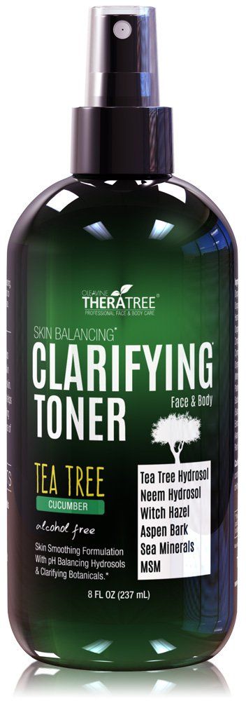Clarifying Toner with MSM, Tea Tree &amp; Neem Hydrosol, Complexion Control for Face &amp; Body - Helps Reduce Appearance of Pore Size, Controls Oil to Tone, Balance &amp; Hydrate Skin - 8 oz