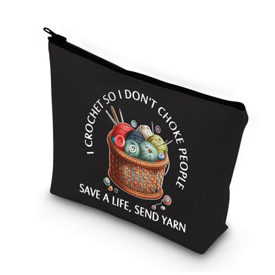 BDPWSS Crochet Gift For Crochet Lover Gift I Crochet So I Don&#39;t Choke People Save A Life Send Yarn Makeup Bag Knitting Gift (Crochet So Yarn BL)