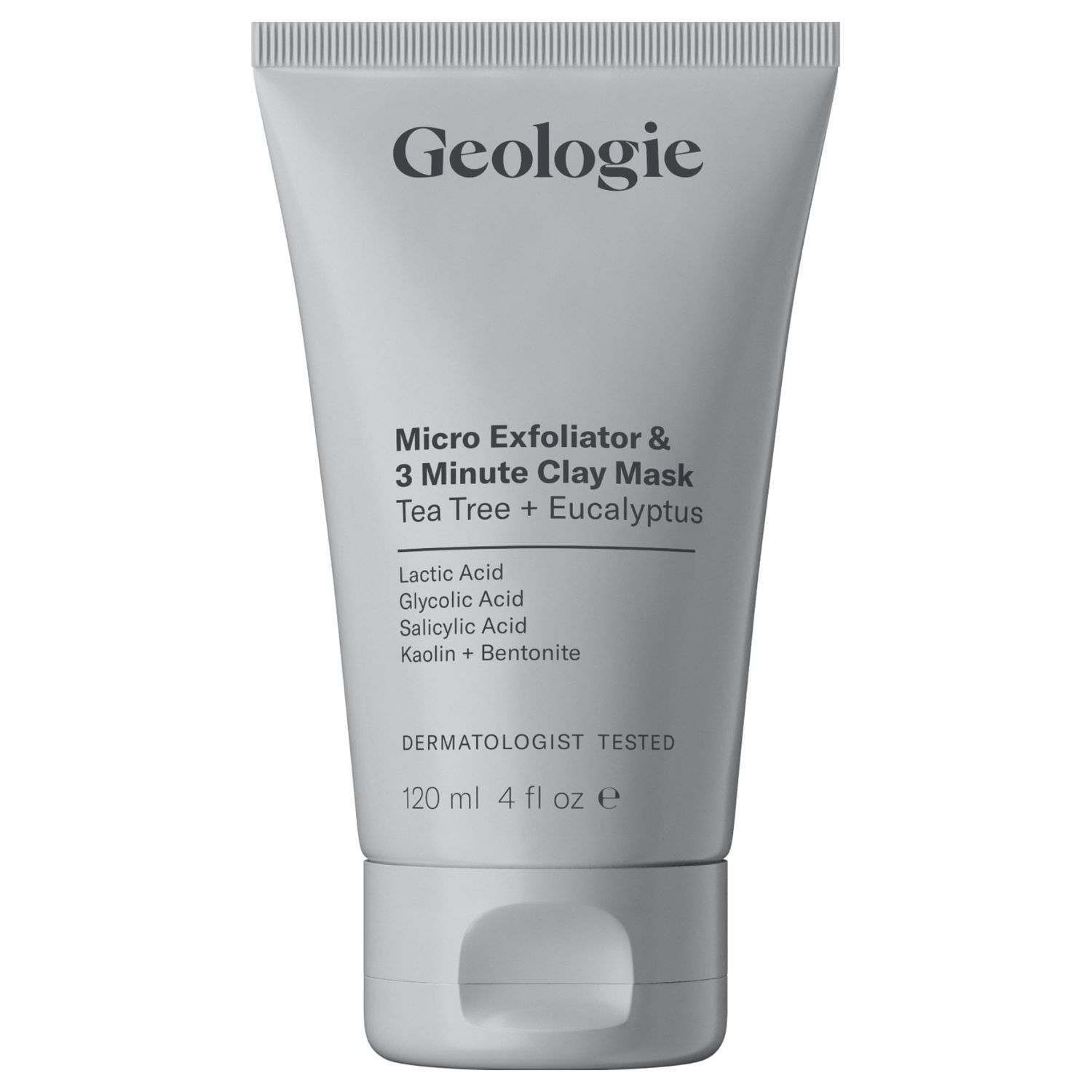 Geologie Micro Exfoliator &amp; Clay Mask | 3-in-1 Deep Cleansing Face Wash, Pore Refining Mask &amp; Skin Exfoliant | Tea Tree &amp; Eucalyptus Scent For Men &amp; Women | 4 fl oz