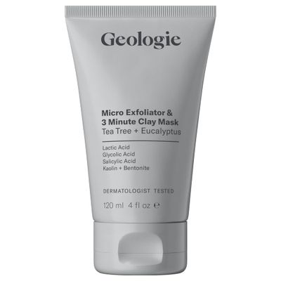 Geologie Micro Exfoliator &amp; Clay Mask | 3-in-1 Deep Cleansing Face Wash, Pore Refining Mask &amp; Skin Exfoliant | Tea Tree &amp; Eucalyptus Scent For Men &amp; Women | 4 fl oz