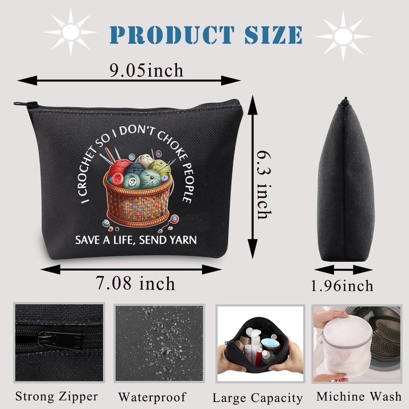 BDPWSS Crochet Gift For Crochet Lover Gift I Crochet So I Don't Choke People Save A Life Send Yarn Makeup Bag Knitting Gift (Crochet So Yarn BL)