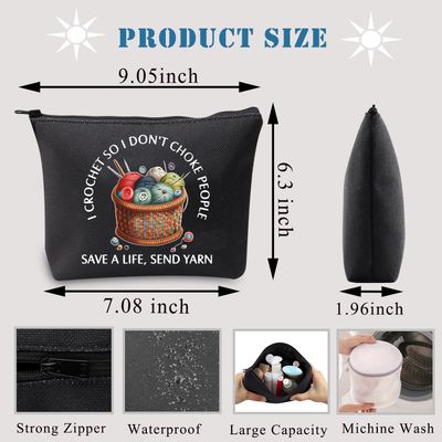 BDPWSS Crochet Gift For Crochet Lover Gift I Crochet So I Don't Choke People Save A Life Send Yarn Makeup Bag Knitting Gift (Crochet So Yarn BL)