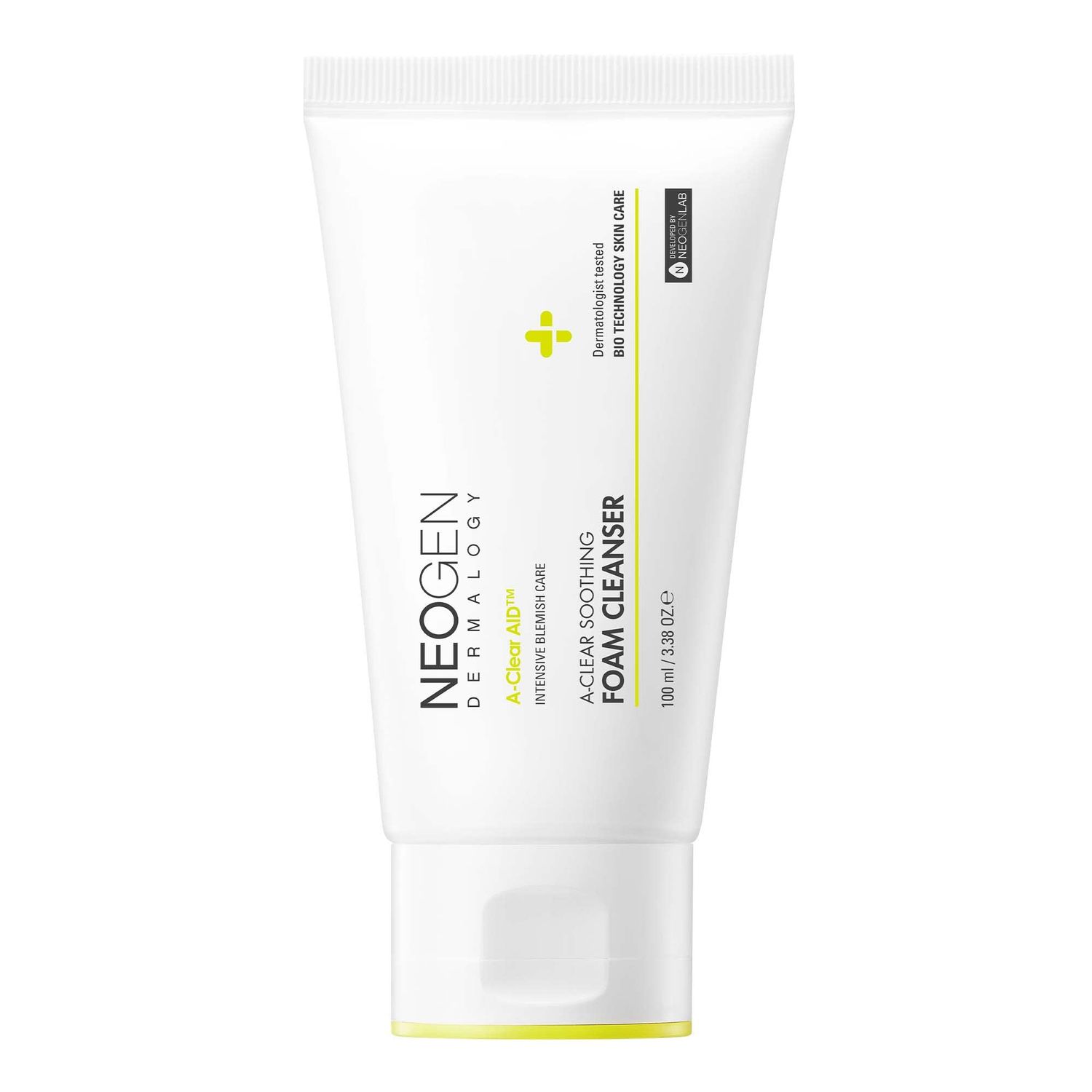 DERMALOGY by NEOGENLAB A-Clear Soothing Foam Cleanser 3.38 oz (100ml) - Clogged Pores &amp; Sebum Cleansing Foam for Acne-Prone Skin with Salicylic Acid, Tea Tree, Centella Asiatica - Korean Skin Care