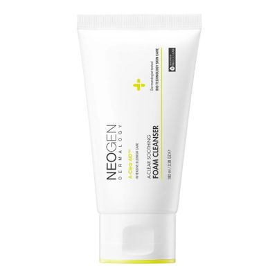 DERMALOGY by NEOGENLAB A-Clear Soothing Foam Cleanser 3.38 oz (100ml) - Clogged Pores &amp; Sebum Cleansing Foam for Acne-Prone Skin with Salicylic Acid, Tea Tree, Centella Asiatica - Korean Skin Care