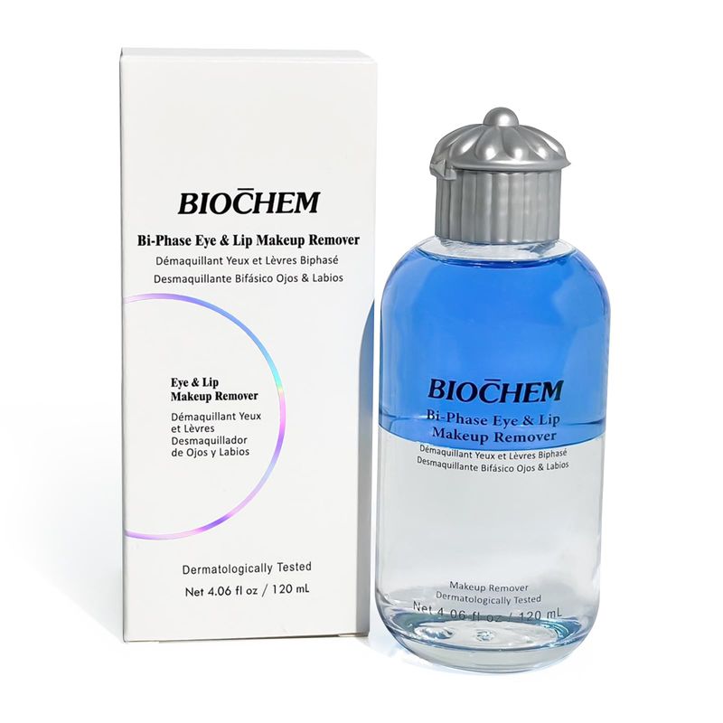 BIOCHEM Bi-Phase Eye &amp; Lip Makeup Remover - 4.06 fl. oz / 120 ml, Gentle Cleanser for Waterproof Makeup with Natural Ingredients