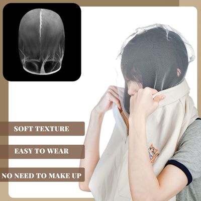 6 Pcs Makeup Protector Hood Washable Light Airy Nylon Chiffon Makeup Hood Zipper Closure Reusable Make up Face Cover for Women Girls Beauty Weddings (White)