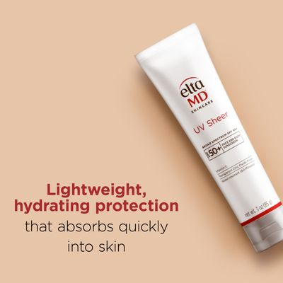 EltaMD UV Sheer Face Sunscreen SPF 50+ No White Cast, Sheer Zinc Oxide Sunscreen for Face &amp; Body, 3.0 oz Tube - Travel Size